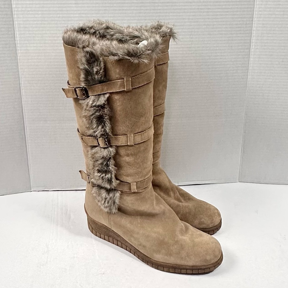 Aquatalia Callie Faux Fur Wedge Boots Sz 9